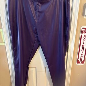 Ashley Stewart Faux Leather Deep Purple Leggings